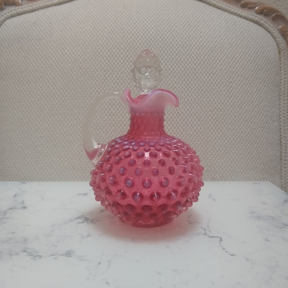 Fenton Other - Fenton Cranberry Opalescent Hobnail Cruet With Stopper